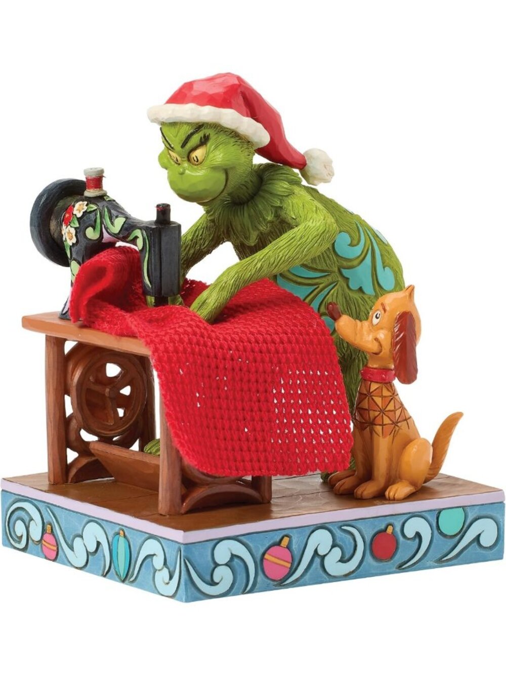 Whimsical Grinch Santa Suit Figurine with Max - 6.42 Inch Collectible Decor